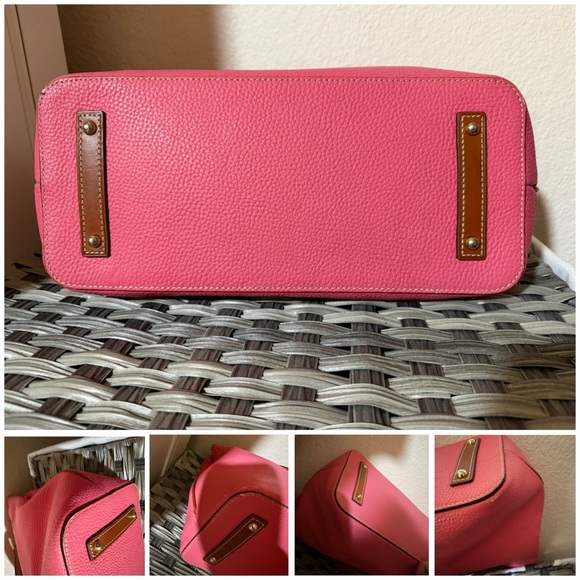 Dooney & Bourke Pink Pebbled Leather Double Zip Satchel Purse - Picture 10 of 16